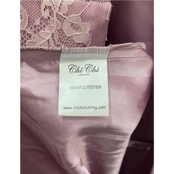 Chi Chi London Pink Floral Lace Tulle Midi High-Low Dress US Size 12 Wedding - Picture 6 of 6